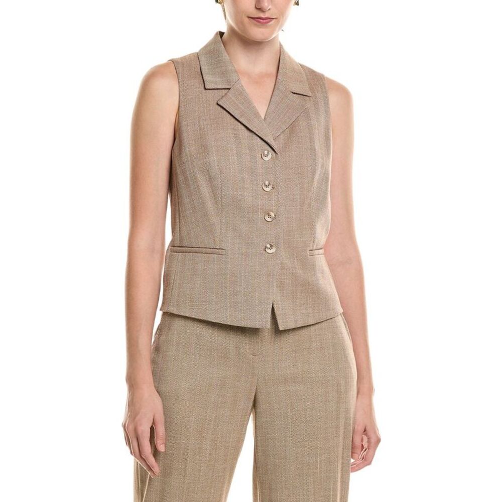 Anne Klein Womens  Herringbone Vest, Brown